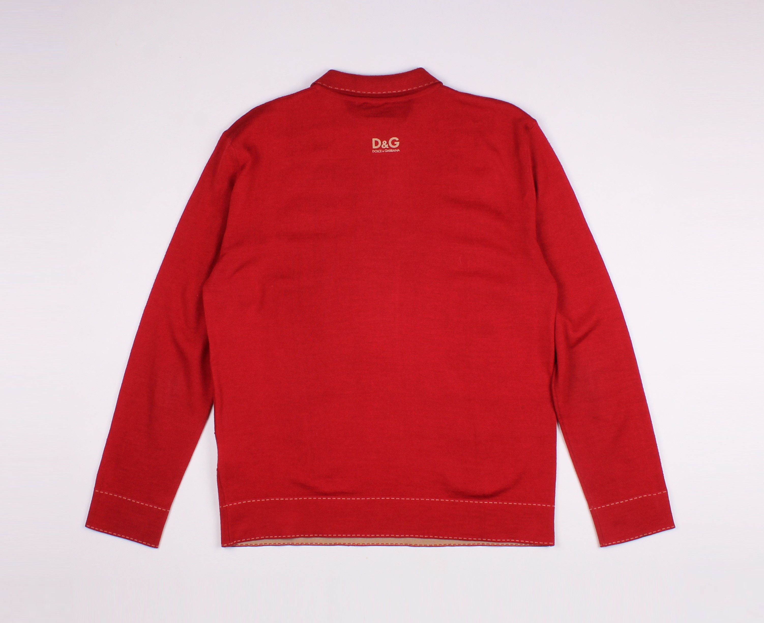 Dolce & Gabbana × Vintage Vintage Dolce & Gabbana Red Wool Collared Sweater Size US M / EU 48-50 / 2 - 11 Thumbnail