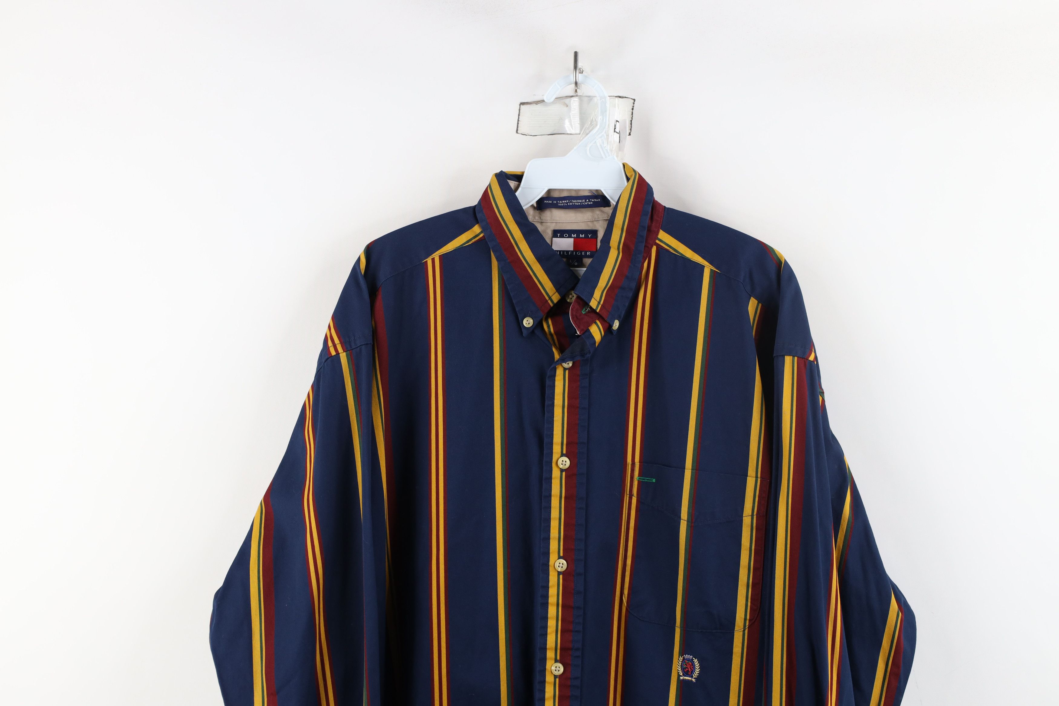 Tommy Hilfiger × Vintage Vintage 90s Tommy Hilfiger Collared Button Down Shirt Size US L / EU 52-54 / 3 - 2 Thumbnail