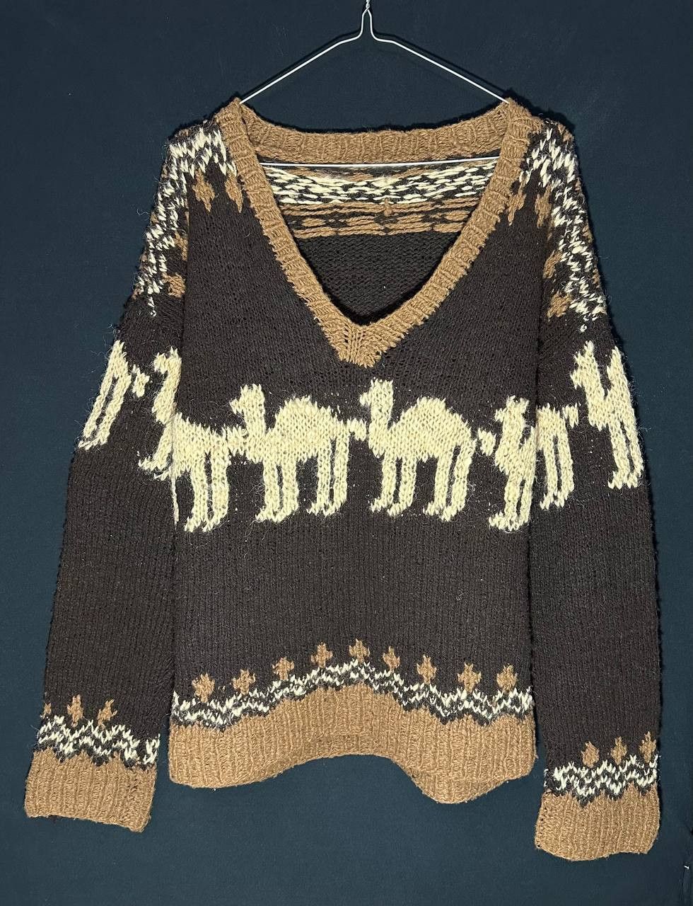 Vintage Vintage HandKnit Wool Sweater heavy winter jumper camel Size L / US 10 / IT 46 - 1 Thumbnail