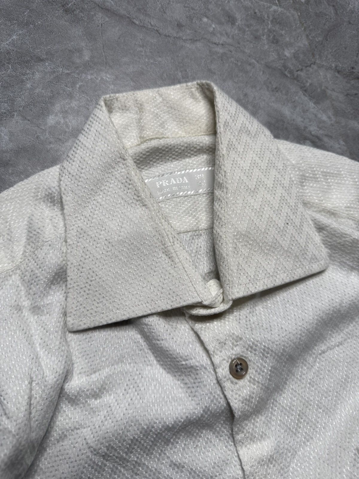 Prada Archival Prada Zigzag Pattern Woven Shirt Cufflink Sleeves Size US M / EU 48-50 / 2 - 2 Thumbnail