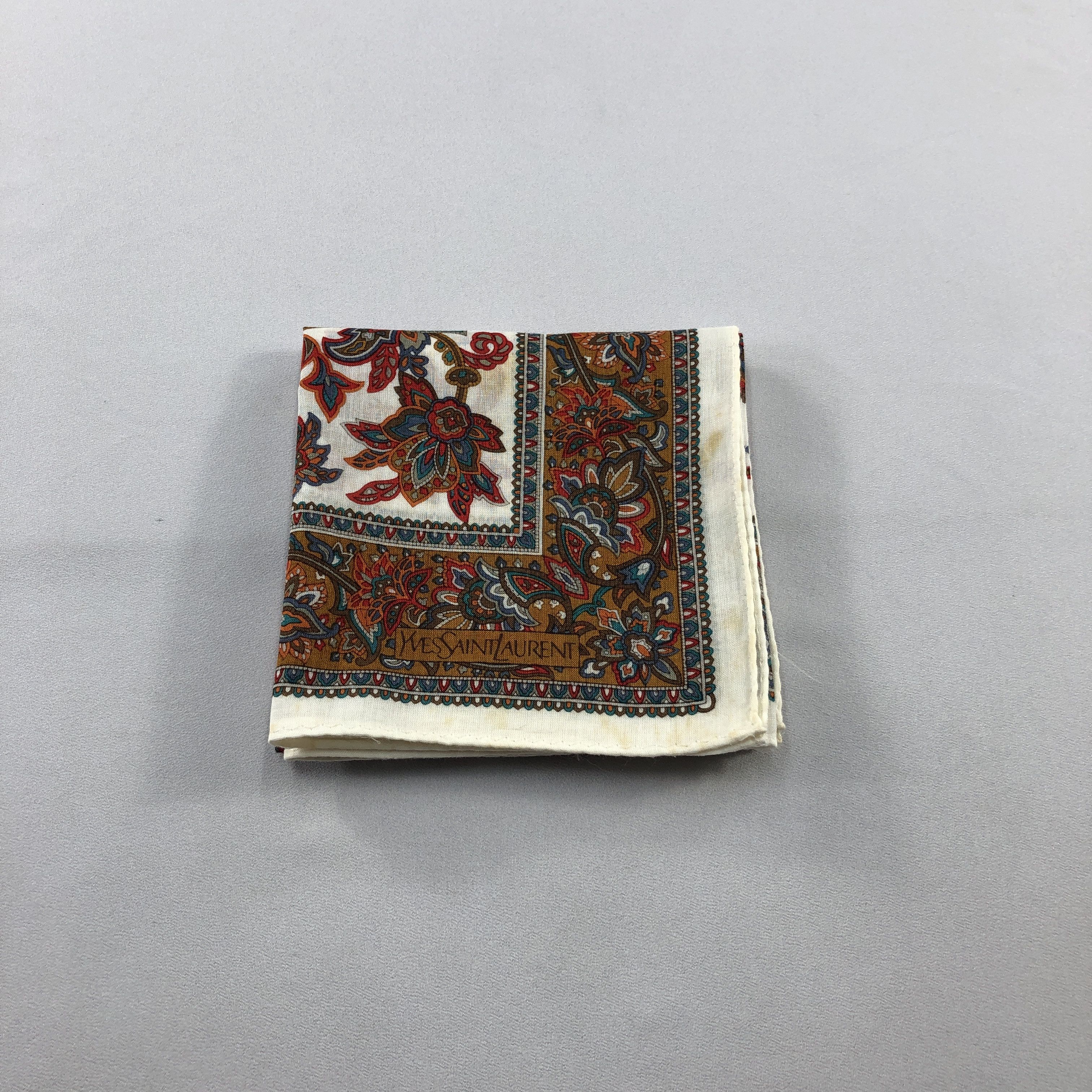 Yves Saint Laurent YSL Floral Handkerchief Neckerchief Bandana H3046 Size ONE SIZE - 13 Thumbnail