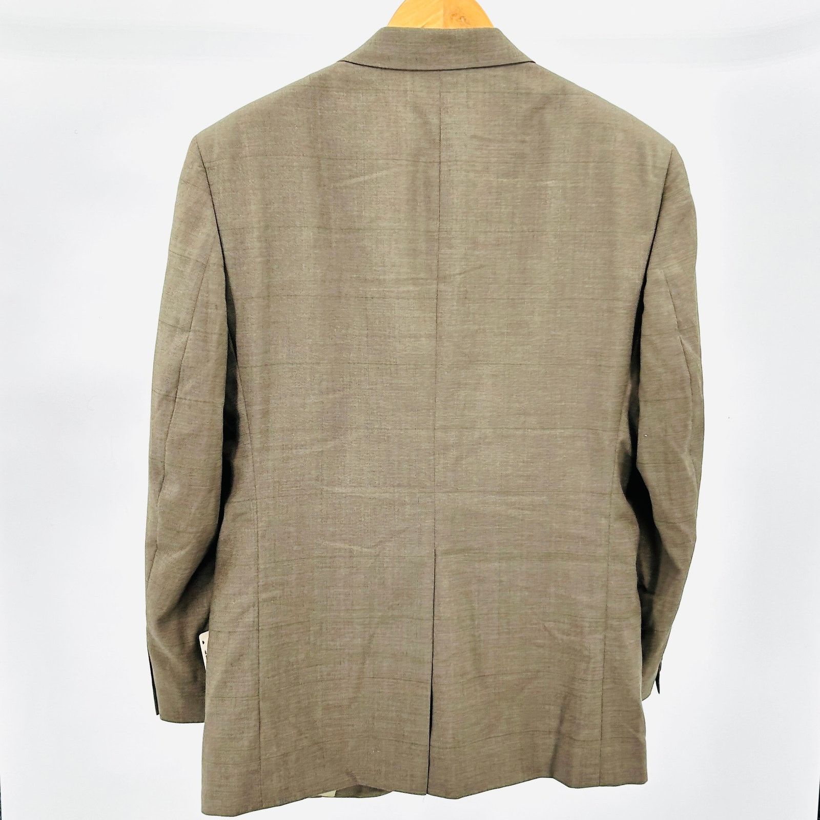Halston NWT Vintage 90s Wool Blend Taupe Two Button Blazer Jacket Size 40S - 5 Thumbnail
