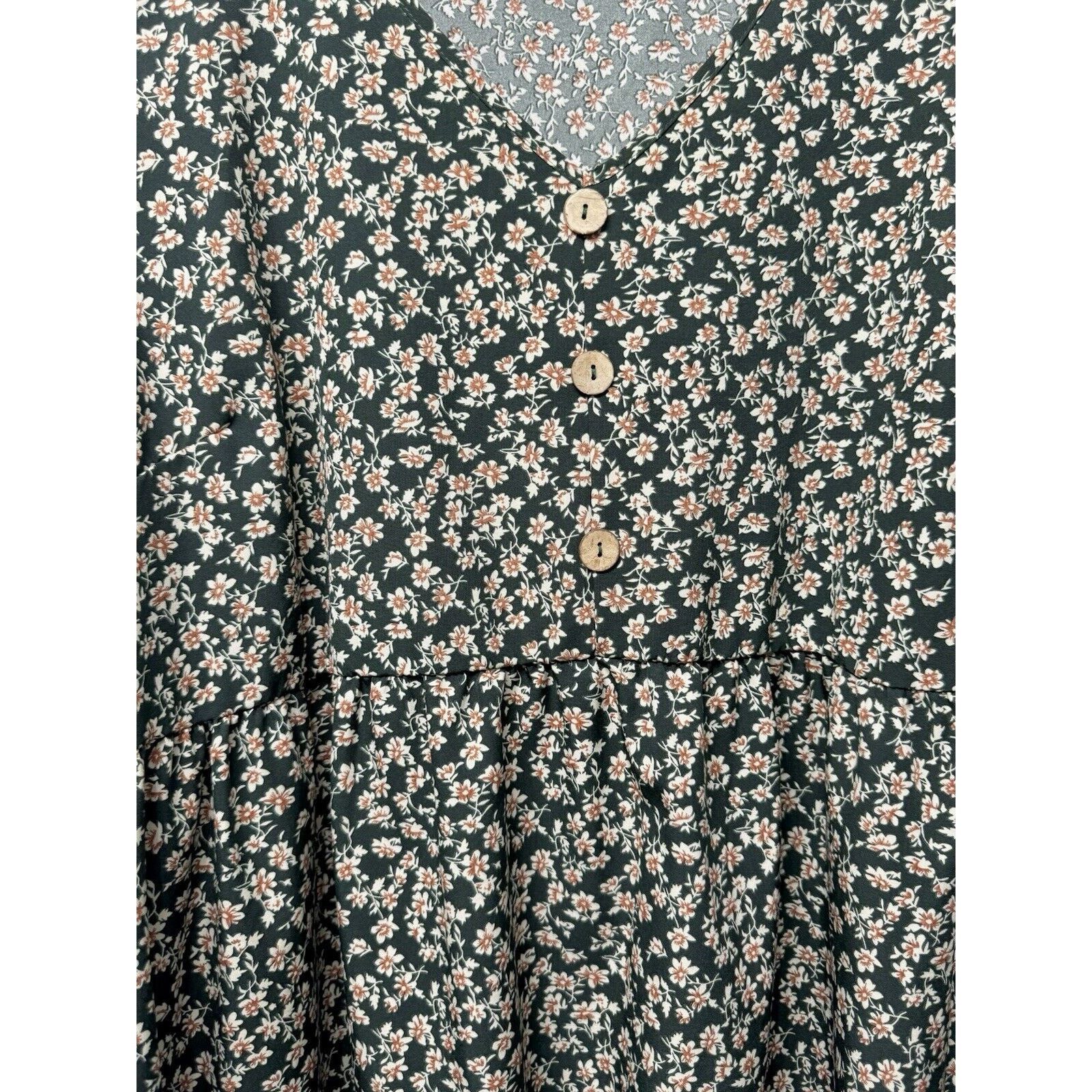 Shein SHEIN LUNE Plus Ditsy Print Flounce Sleeve, Peplum Blouse 3X Size 3XL / US 20-22 - 7 Thumbnail