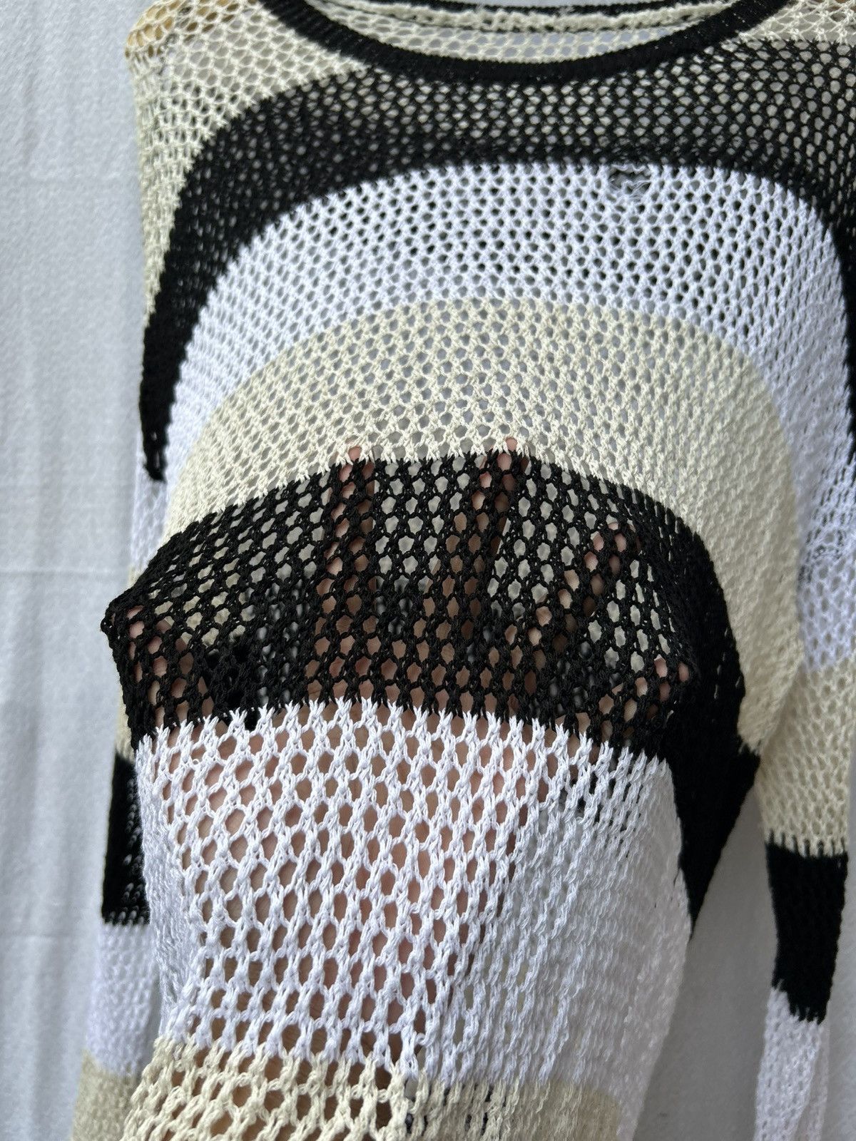 If Six Was Nine × Japanese Brand × Le Grande Bleu (L.G.B.) Unknown open fishnet knitted stripe styled Size US L / EU 52-54 / 3 - 4 Thumbnail