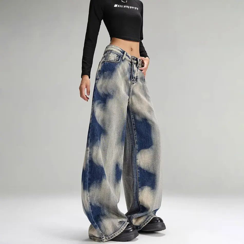 Japanese Brand Retro loose wide leg high street tie dye jeans Size US 32 / EU 48 - 1 Thumbnail