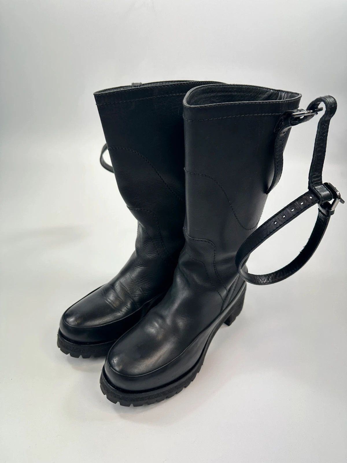Prada Prada Milano FW2009 Black Leather Garter Strap Boots Size US 6.5 / IT 36.5 - 8 Thumbnail