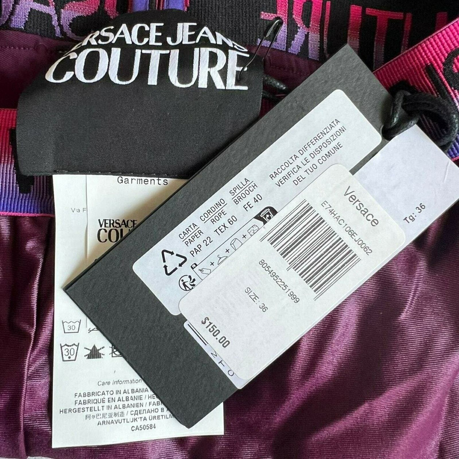 Versace Jeans Couture VERSACE Jeans Couture Purple Cropped+Bike Short, IT36/US0/XS Size 25" / US 0 / IT 36 - 10 Thumbnail