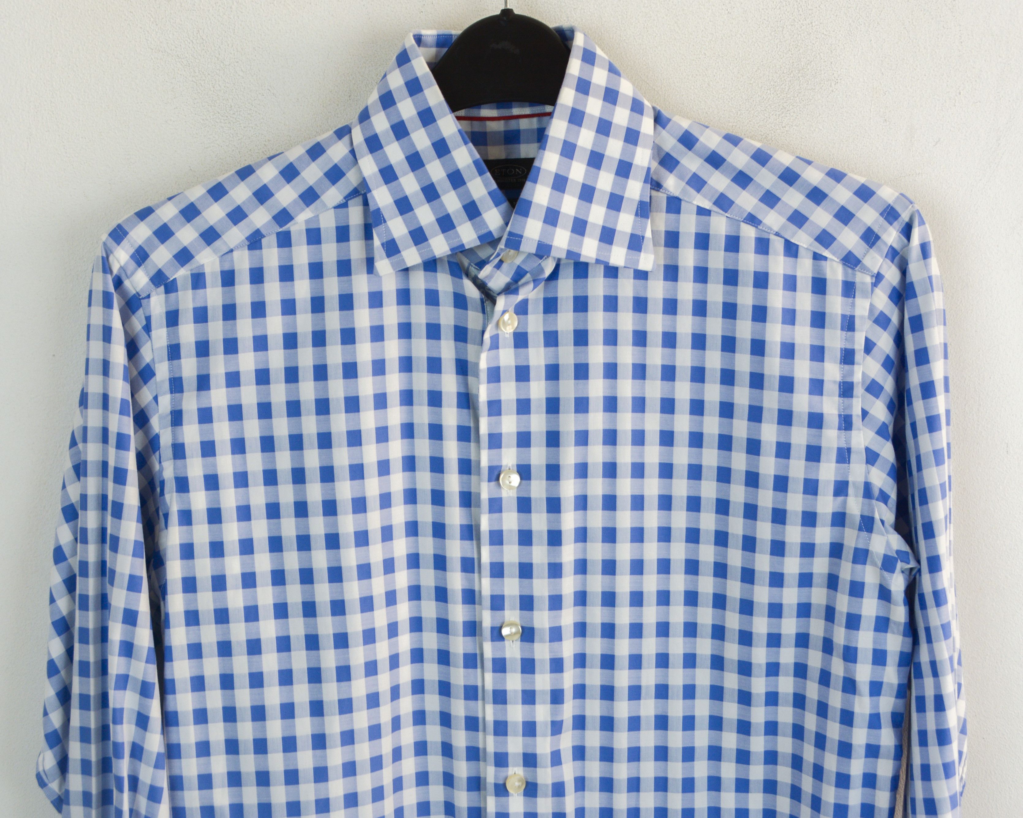 Eton Mens M Shirt 15 1/2" Size 39 Slim Double cuffs Plaid Shirt Size US M / EU 48-50 / 2 - 2 Thumbnail
