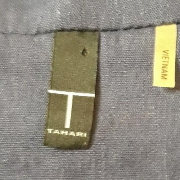 Elie Tahari Tahari Linen Blazer L Jacket Linen Dark Wash Long Tab Sleeve Size L / US 10 / IT 46 - 2 Thumbnail