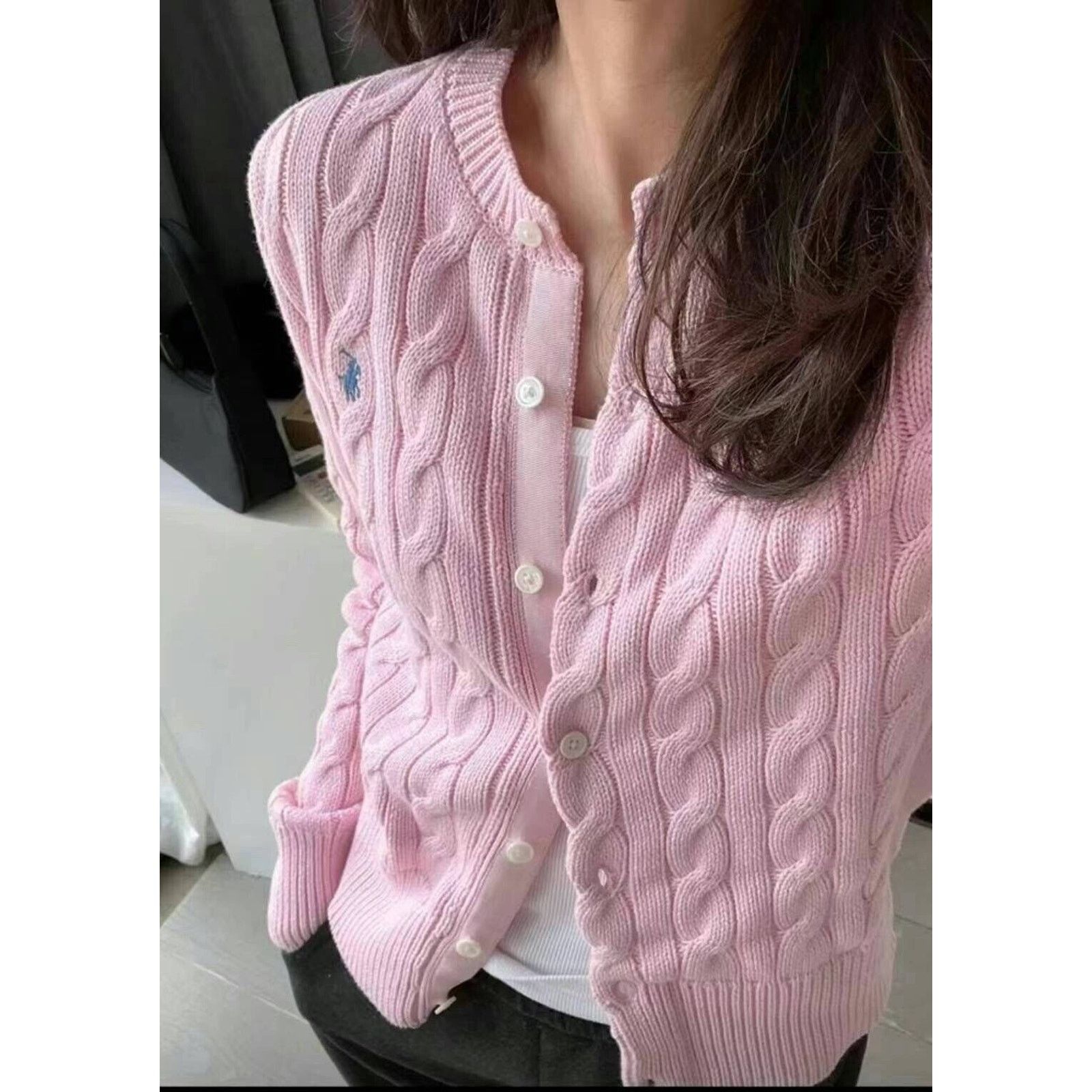 Ralph Lauren NEW Polo Ralph Lauren Cable Knit Cardigan Sweater Pink M Size M / US 6-8 / IT 42-44 - 4 Thumbnail