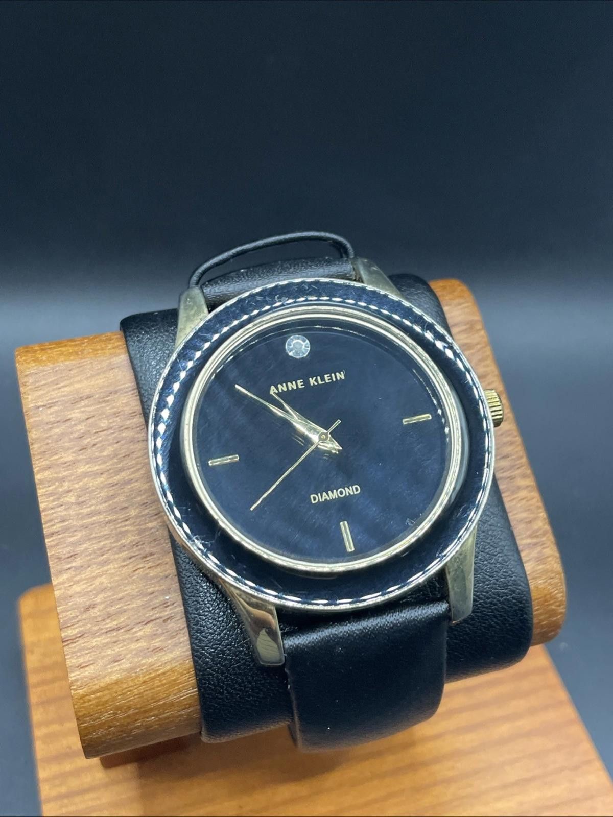 Designer Anne Klein Diamond Black Dial Gold Accents New Battery Size ONE SIZE - 1 Thumbnail