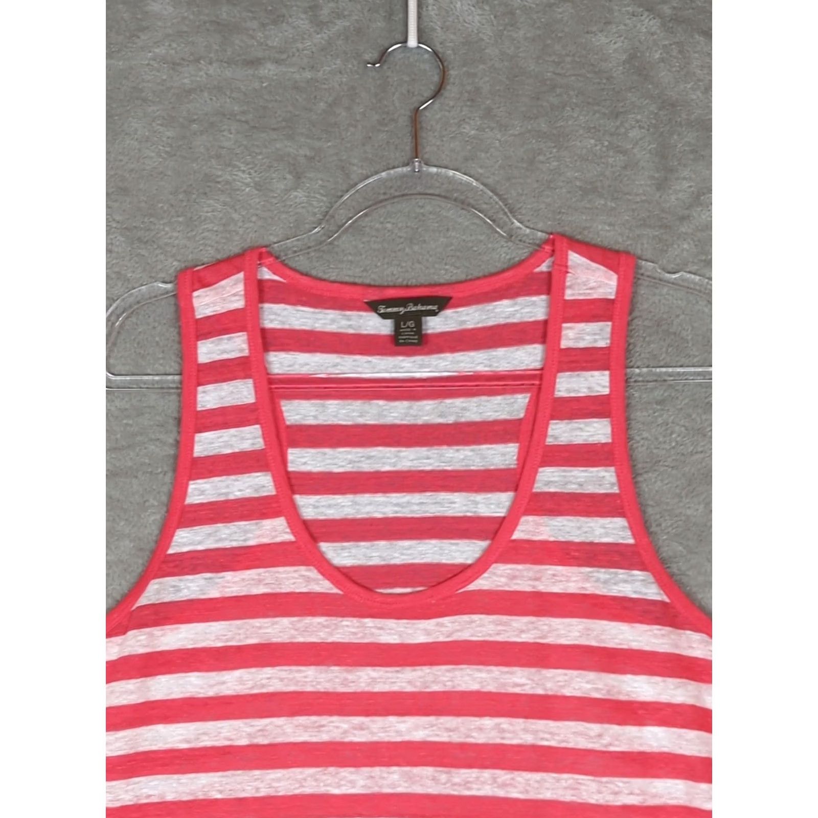 Tommy Bahama TOMMY BAHAMA Women Tank Top L Coral And White Stripe Beachy Coastal Cruise Size L / US 10 / IT 46 - 3 Thumbnail