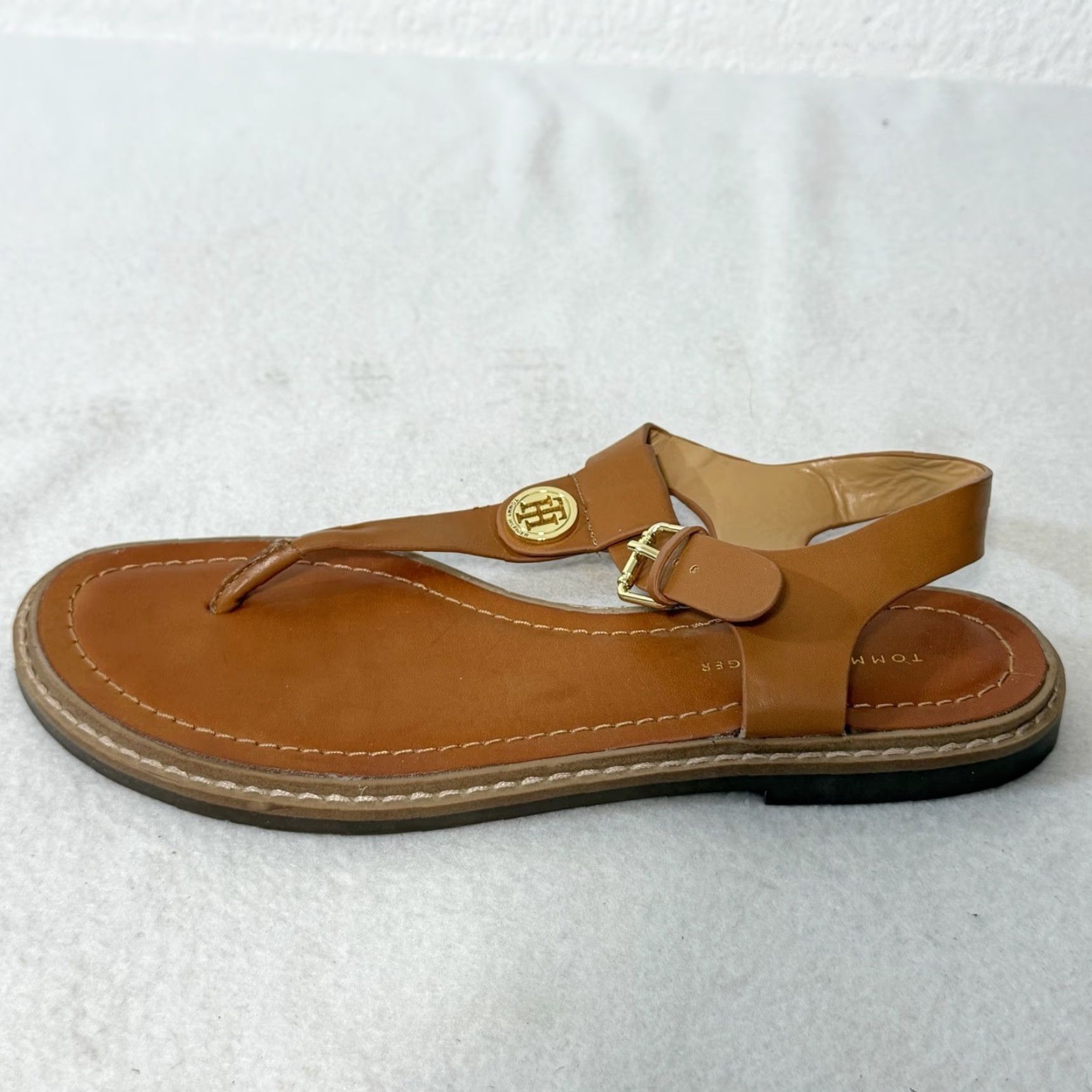 Tommy Hilfiger Tommy Hilfiger Sandals Brown TH Logo Leather Straps Women Size 7.5M Shoes Slip-On Size US 8 / IT 38 - 7 Thumbnail