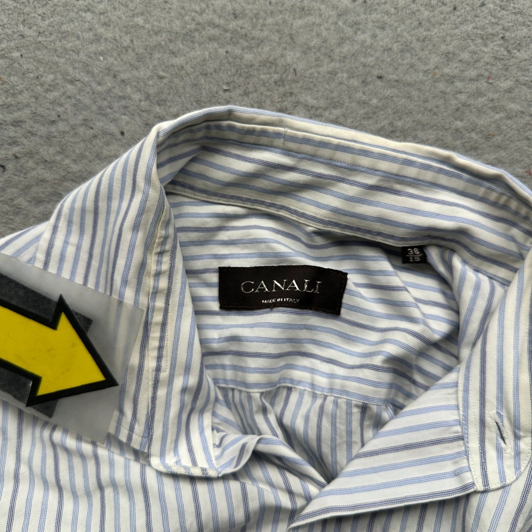 Canali Canali Blue White Striped Button Dress Shirt Men Medium 38 15 Italy French Cuffs Shirt Size 40R - 3 Thumbnail