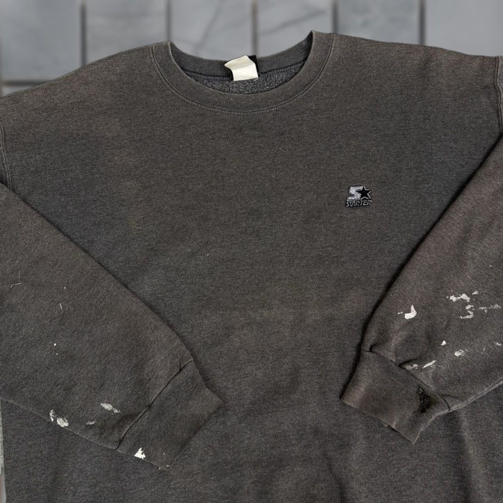 Starter VINTAGE Starter Sweatshirt Mens L Gray Distressed Sun Faded Boxy Thrashed 90s Hip Hop Size US L / EU 52-54 / 3 - 1 Thumbnail