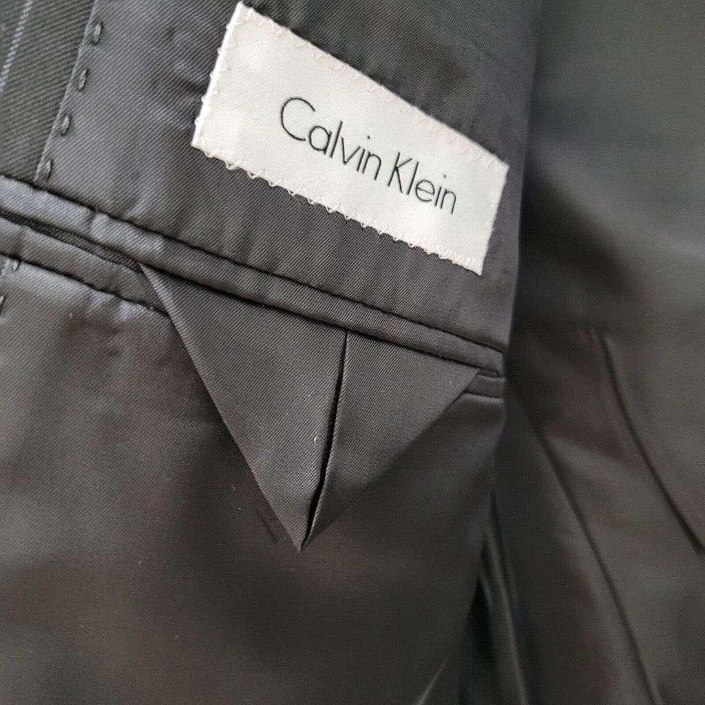 Calvin Klein Calvin Klein Polyester Rayon Pinstripe Suit Jacket 42R Men's Size 42R - 7 Thumbnail