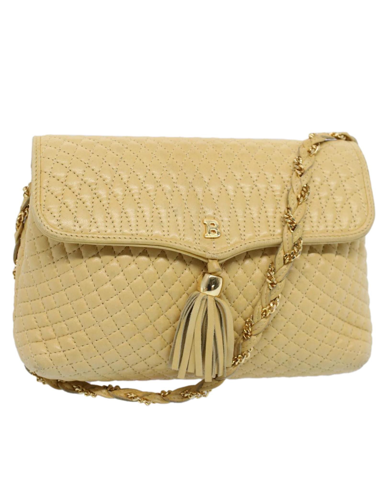 image of Bally Elegant Beige Leather Shoulder Bag, Women's
