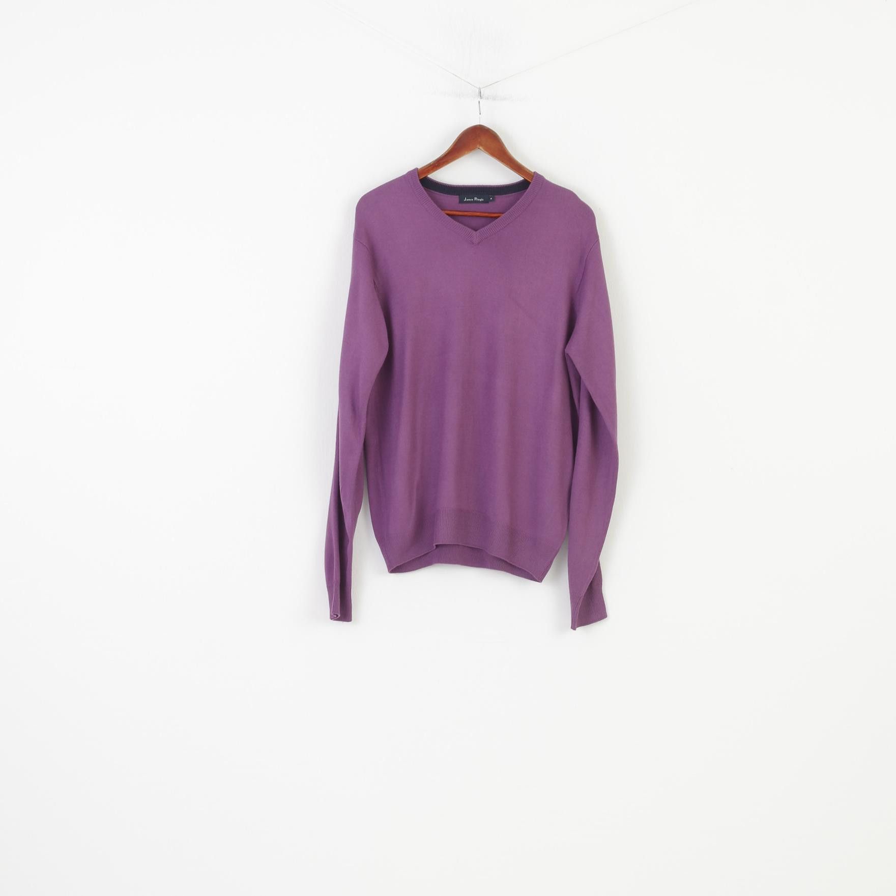 Vintage James Pringle Men M Jumper V Neck Purple 10519 Size US M / EU 48-50 / 2 - 2 Thumbnail