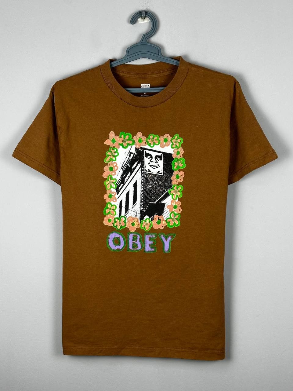 Obey Obey Streetwear Brown Printed T Shirt Size US M / EU 48-50 / 2 - 1 Thumbnail