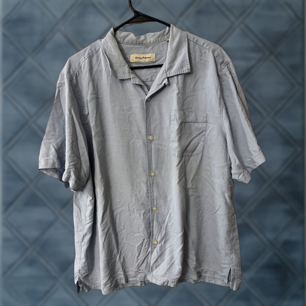 Tommy Bahama VINTAGE Tommy Bahama Floral Silk Button-Up Dress Shirt XL Blue Mens Size 46R - 1 Thumbnail