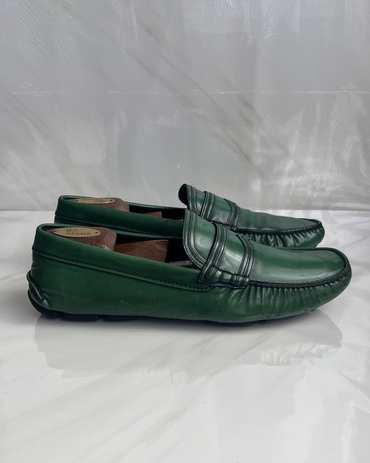 Prada Prada Green Leather Moccasin slip on Penny loafers Size US 10.5 / EU 43-44 - 4 Thumbnail