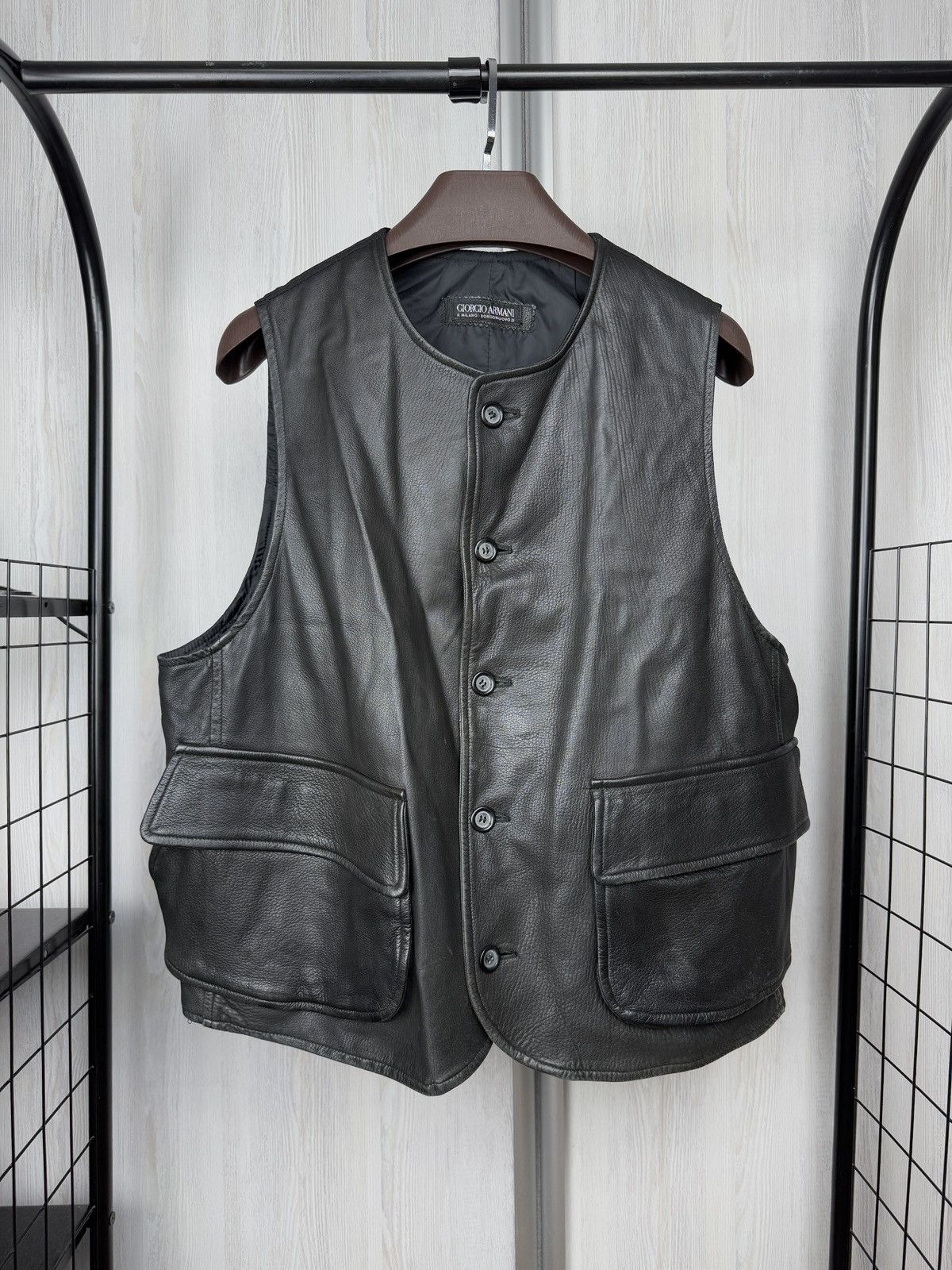 Giorgio Armani ‘Borgonuovo 21’ Calf Leather Vest - 1980s