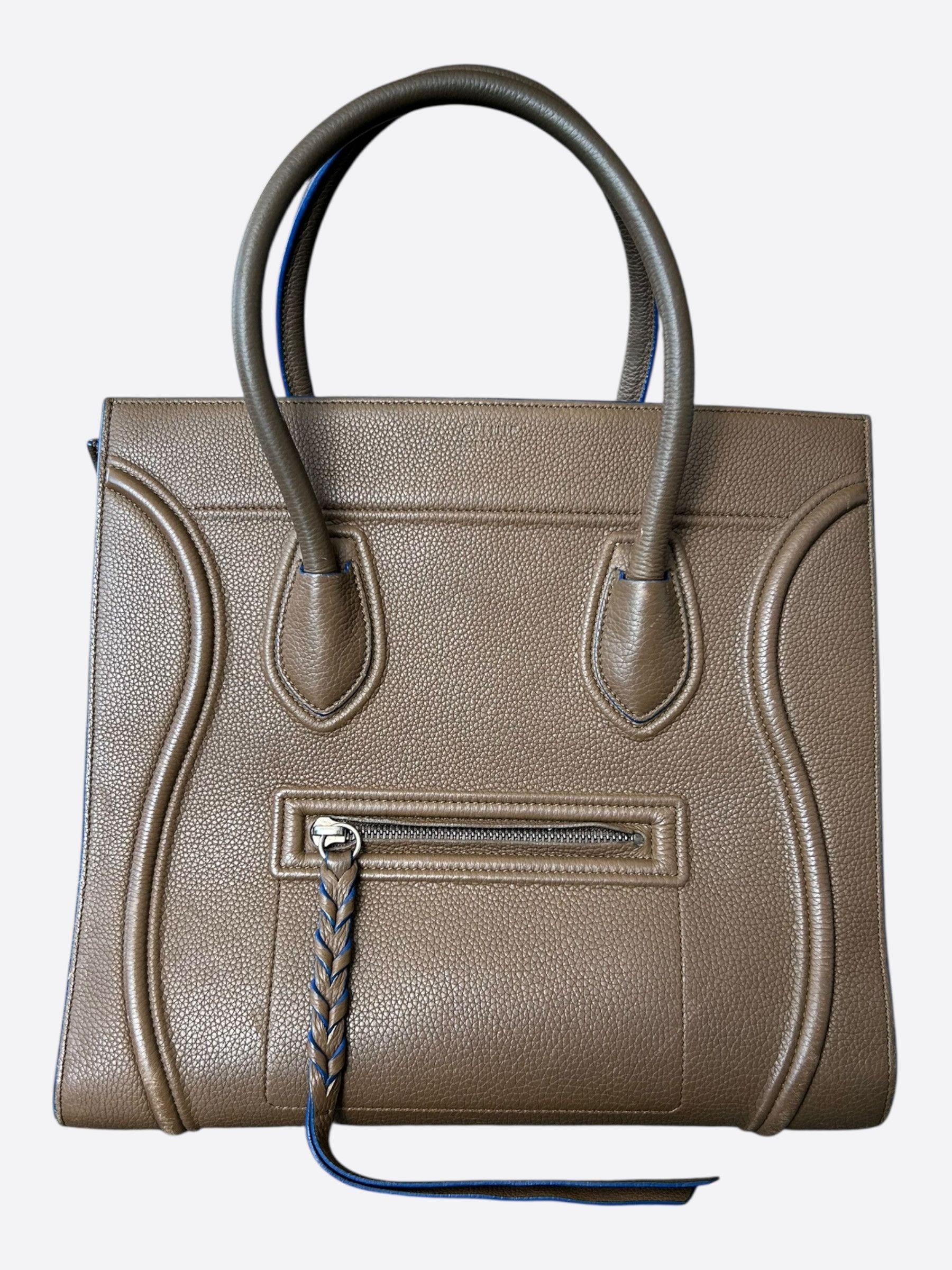 Celine Celine Brown & Blue Luggage Medium Leather Tote Bag Size ONE SIZE - 1 Thumbnail