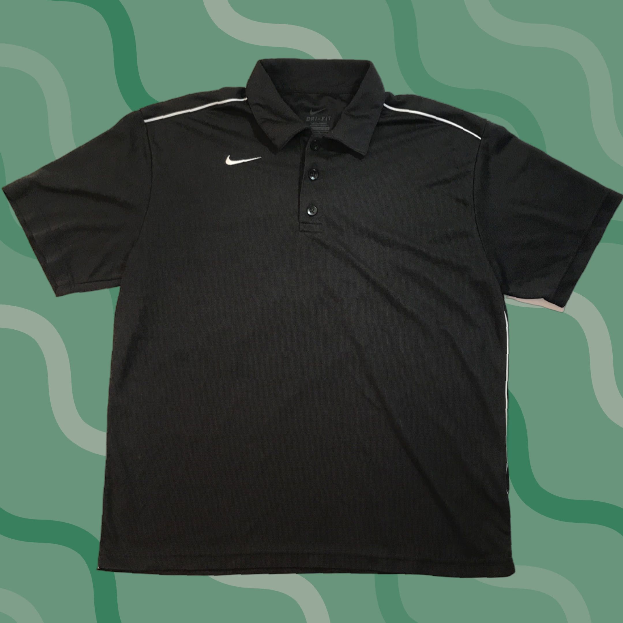 Vintage Nike Golf Polo Shirt Mens L Black Dri-Fit Performance Polo Swoosh Quick Dry Short Sleeve Button-Front Breathable Casual Men’s Polo Size US L / EU 52-54 / 3 - 1 Thumbnail
