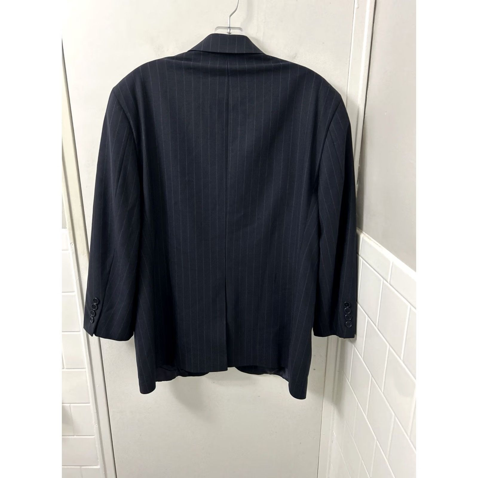 Brooks Brothers Brooks Brothers 346 Blazer Mens 42S Navy Pinstripe 97% Wool Stretch Jacket Size 42R - 6 Thumbnail