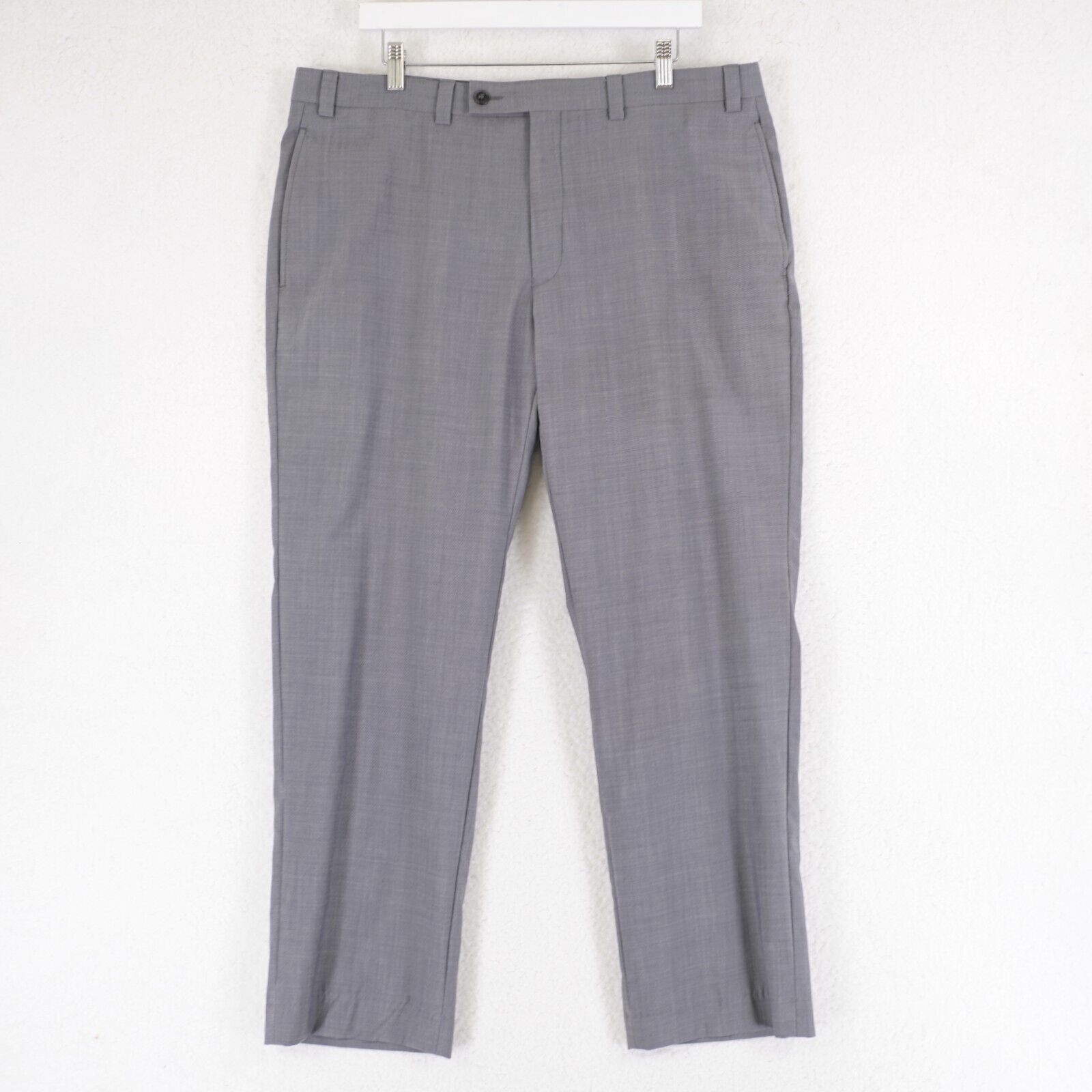 Calvin Klein DAMAGED Calvin Klein Birdseye Gray Wool Flat Front Dress Pan Size 38R - 1 Thumbnail