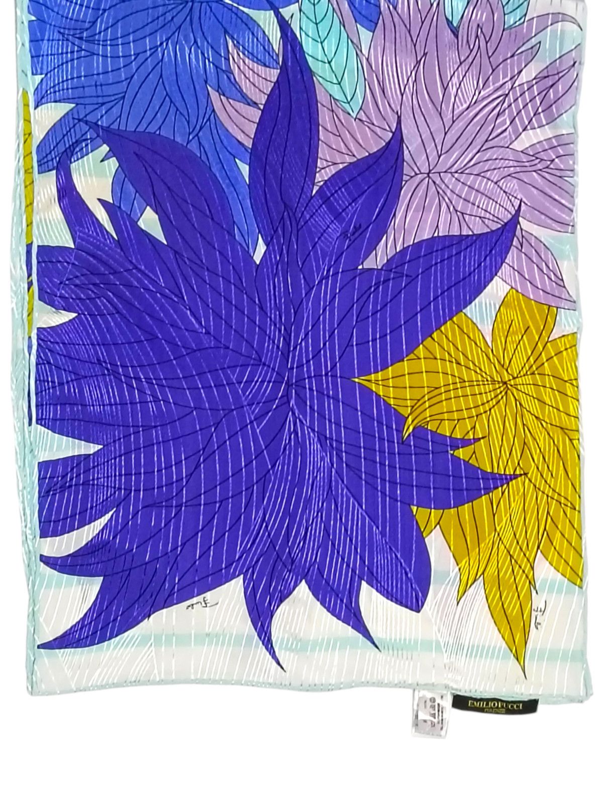 Emilio Pucci EMILIO PUCCI ITALY Geometric Purple Leaves Silk Scarf Size ONE SIZE - 4 Thumbnail