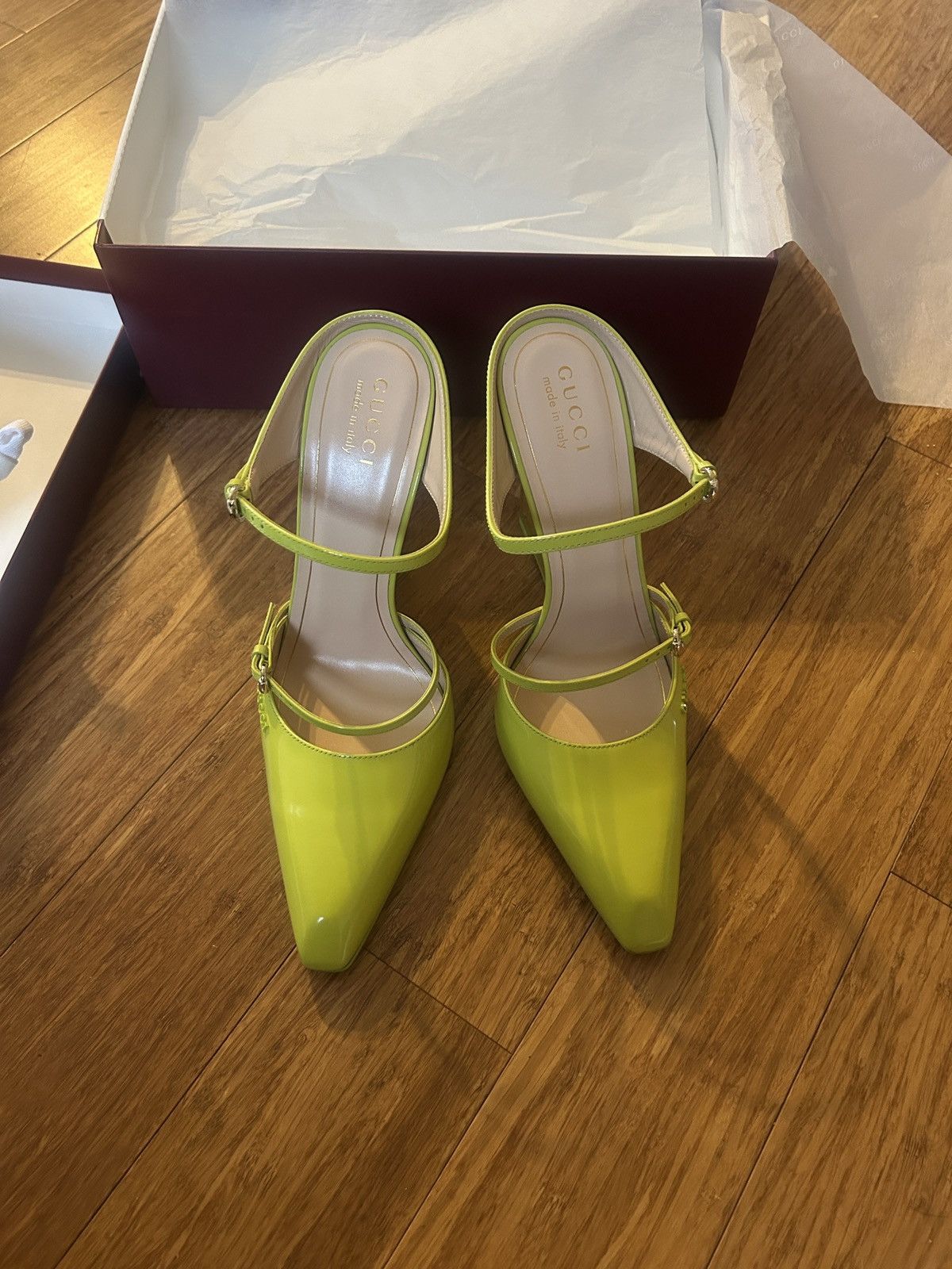 Gucci Gucci Closed Toe Slippers Wedge 10.9cm Light Green size 39 Size US 9 / IT 39 - 4 Thumbnail
