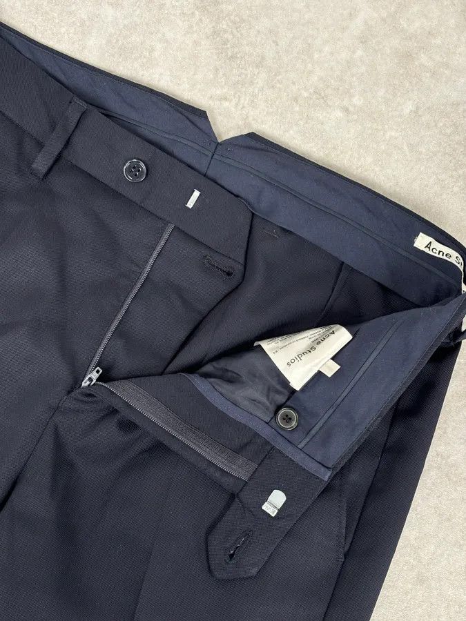 Acne Studios AW2015 Acne Studios Navy Slim Wool Drifter Trousers Size US 30 / EU 46 - 8 Thumbnail