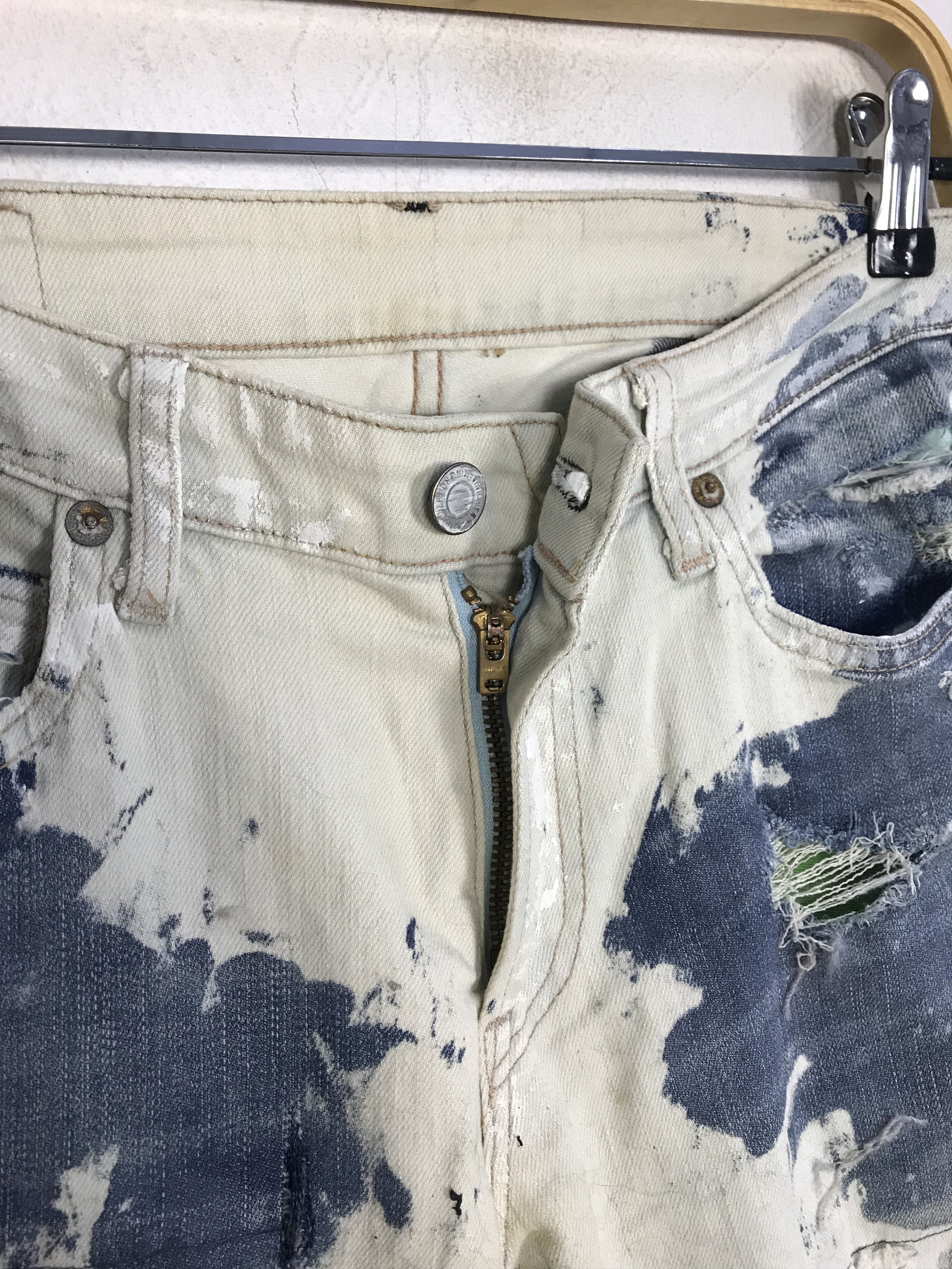 Japanese Brand Raison De Realitas Acid Wash Denim Indigo Pant Size US 26 / EU 42 - 5 Thumbnail