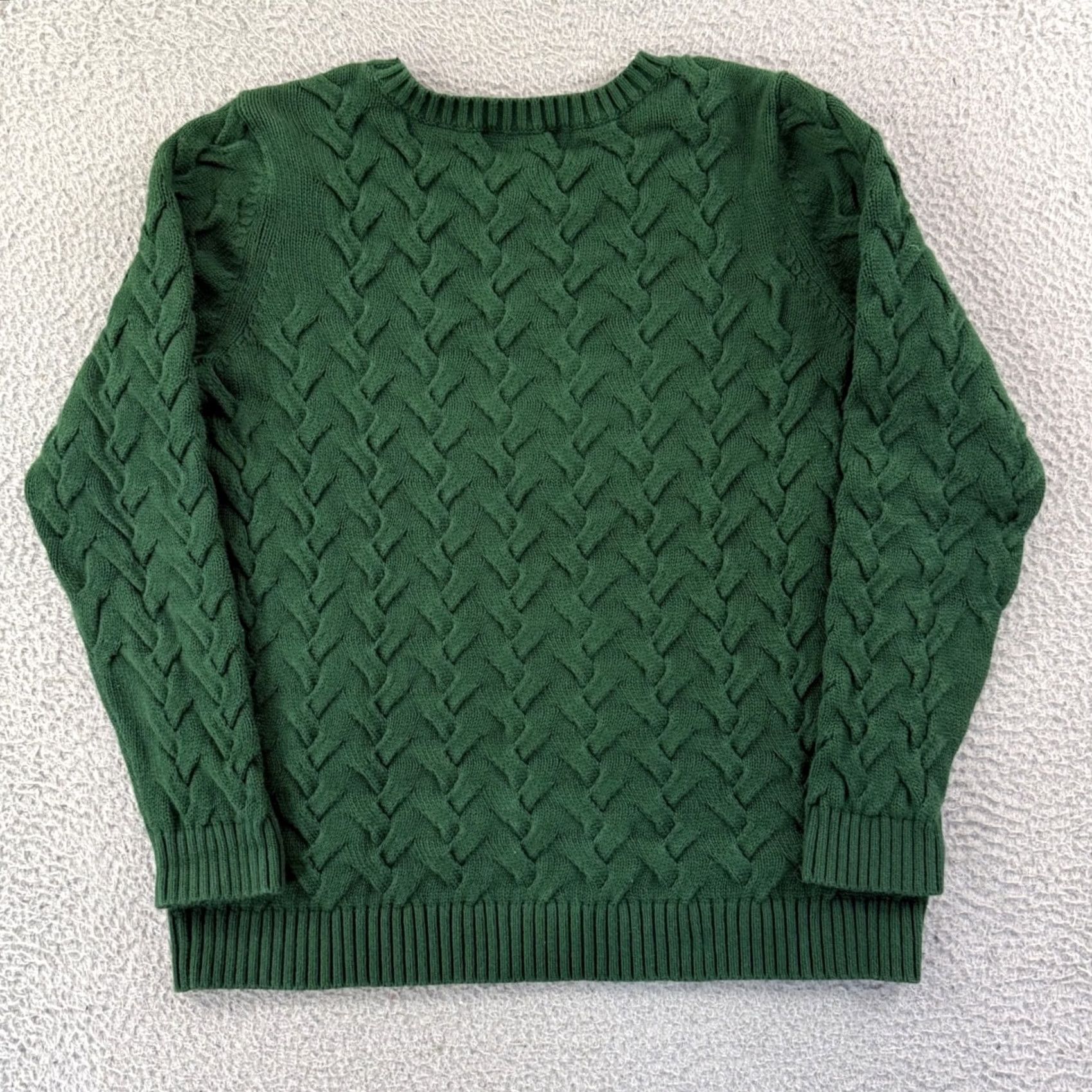 Lands' End Lands' End Drifter Sweater Women's M Green Long Sleeve Cable Knit Preppy Pullover Size M / US 6-8 / IT 42-44 - 7 Thumbnail