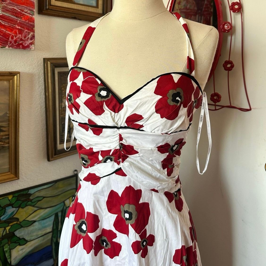 Other xoxo vintage red white floral halter dress midi Size S / US 4 / IT 40 - 2 Thumbnail