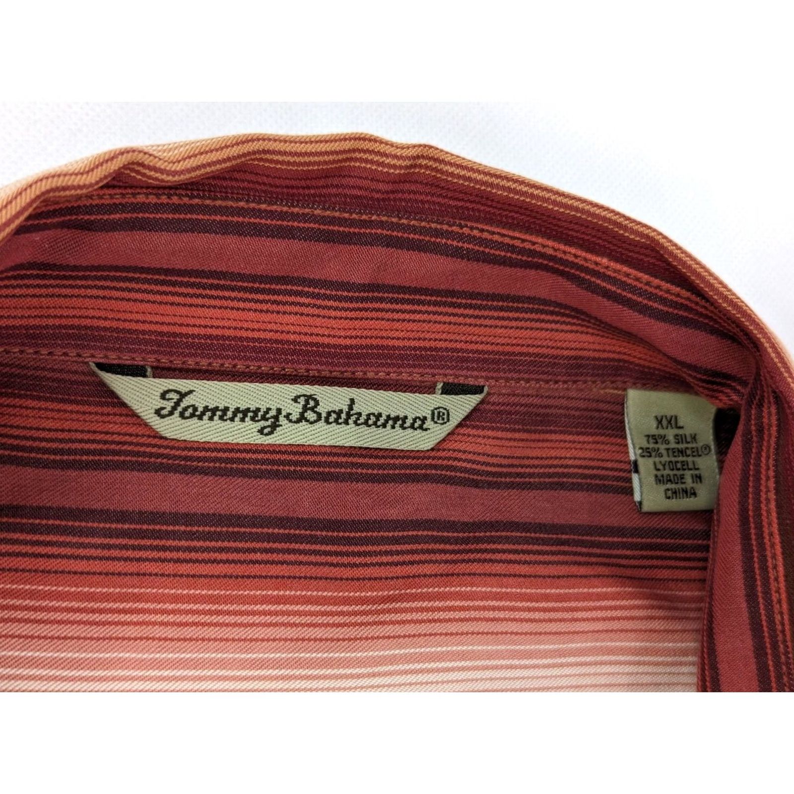 Tommy Bahama Tommy Bahama Shirt Striped Button-Up Men XXL Rust Orange Long Sleeve Silk Button-Down Size US XXL / EU 58 / 5 - 2 Thumbnail