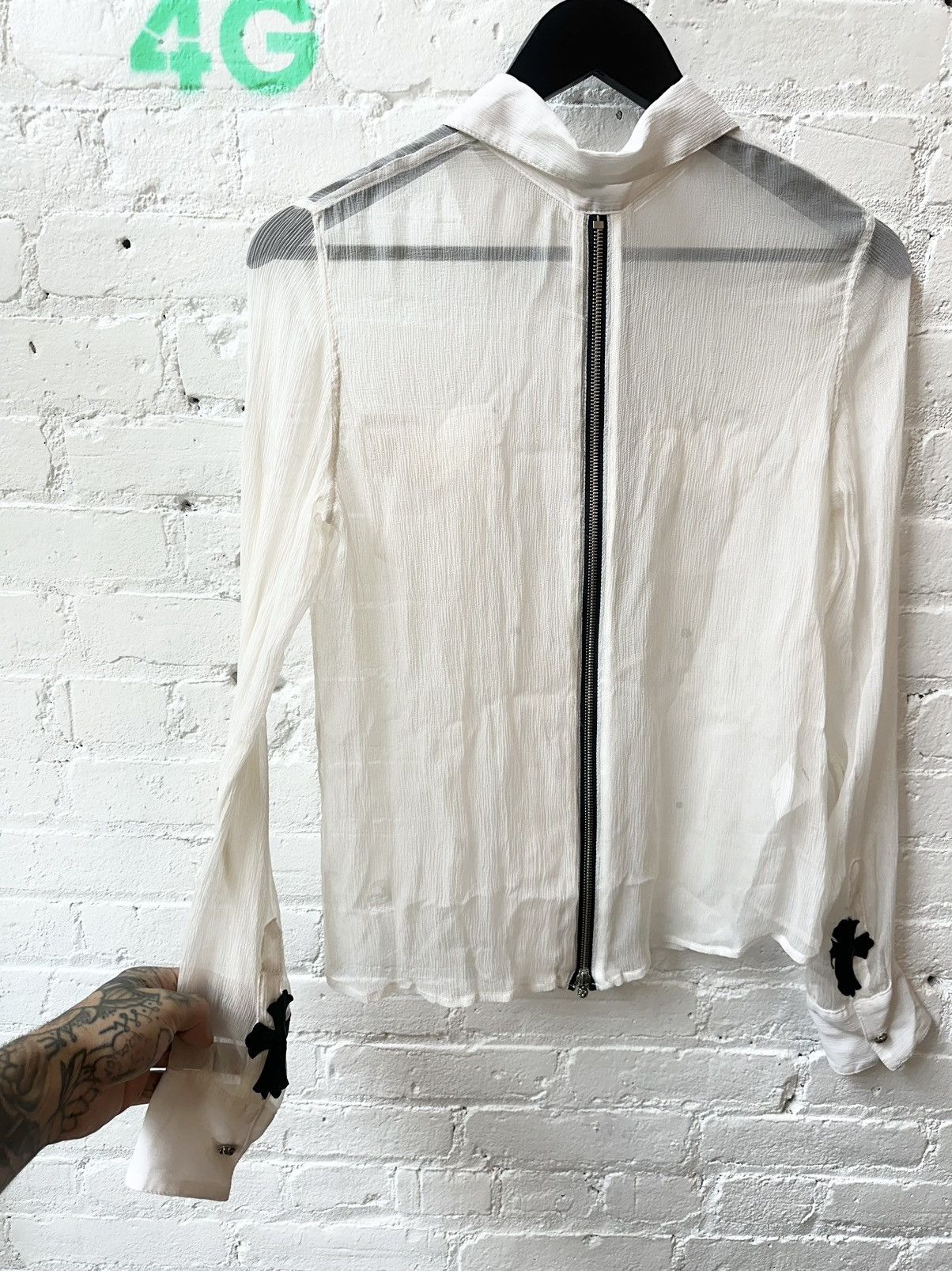 Chrome Hearts Chrome Hearts SILK SHEER CROSS PATCH Button Up Dress Shirt Size US M / EU 48-50 / 2 - 6 Thumbnail