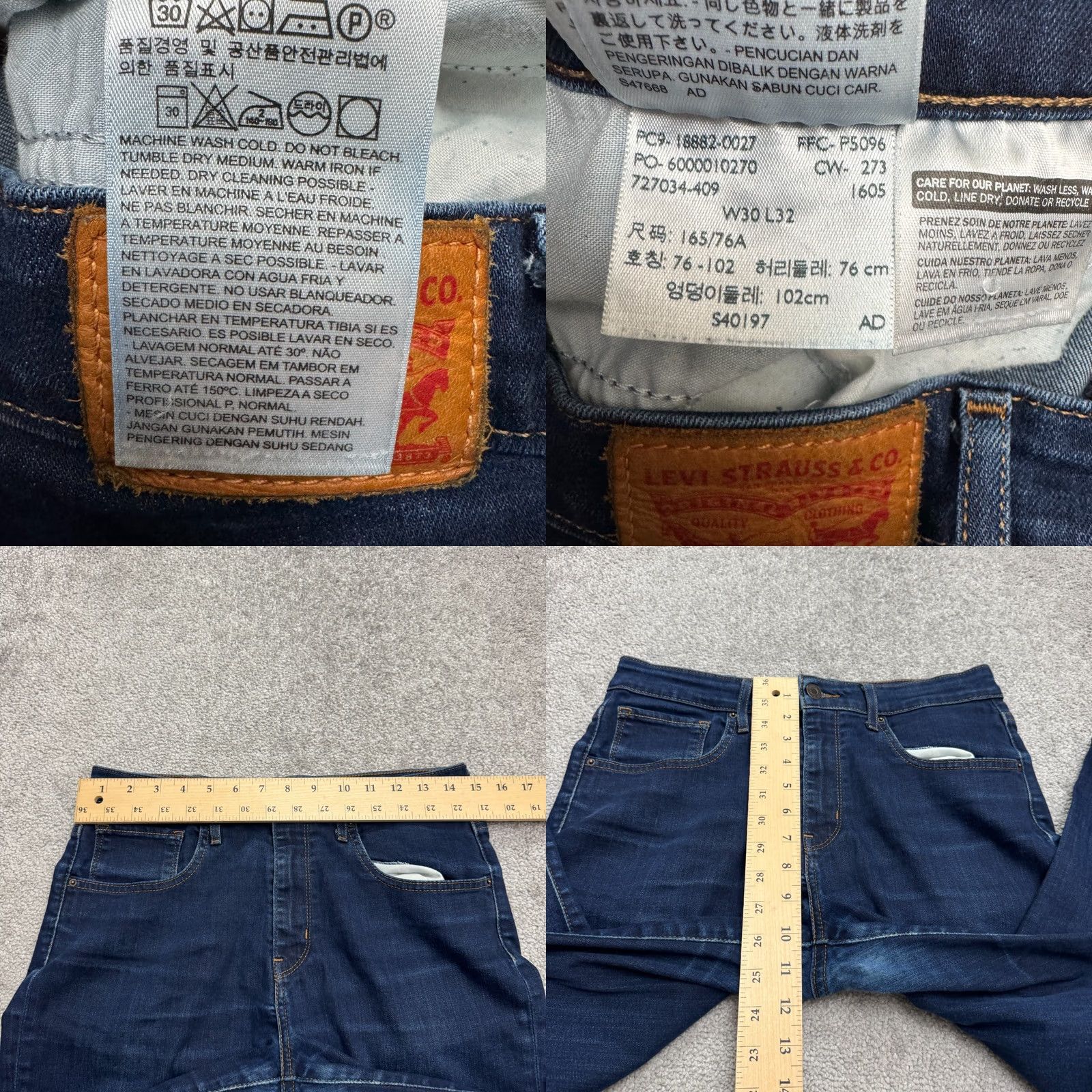 Levi's Levi's 721 High Rise Skinny Denim Jeans Womens Dark Wash Black 30x31 Stretch Regular 5-Pocket City Streetwear Mens Size 29" - 9 Thumbnail