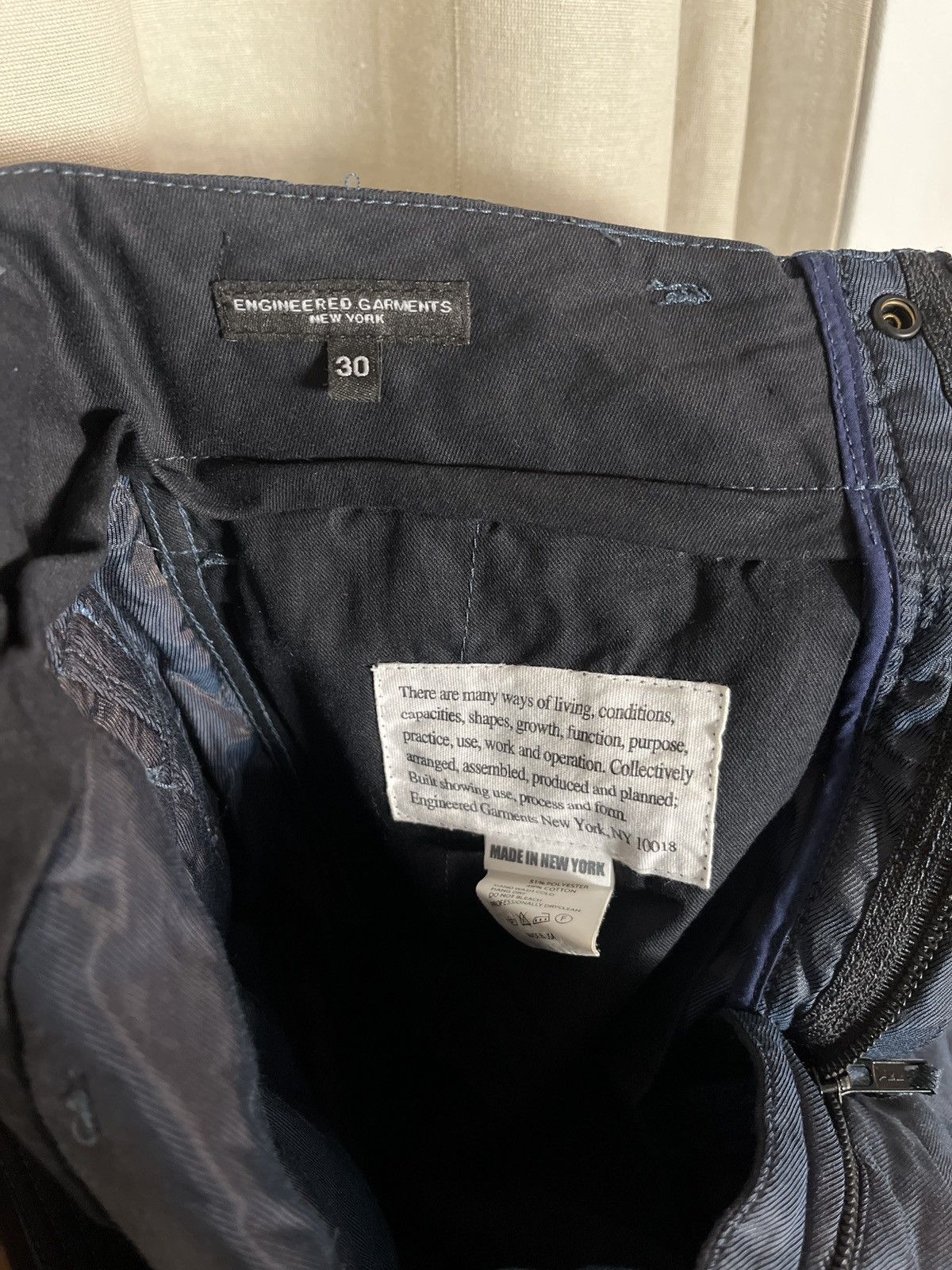 Engineered Garments Engineered Garments size 30 E-1 Quilted Twill Lining Pants Size US 30 / EU 46 - 9 Thumbnail