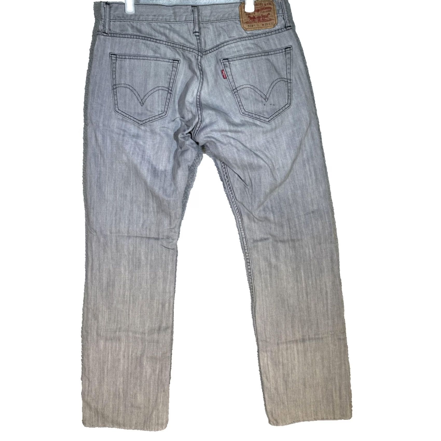 Levi's VINTAGE Levi's 514 Jeans Mens 33x32 Gray Denim Slim Straight 100 Cotton Zip Fly Size US 33 - 2 Thumbnail