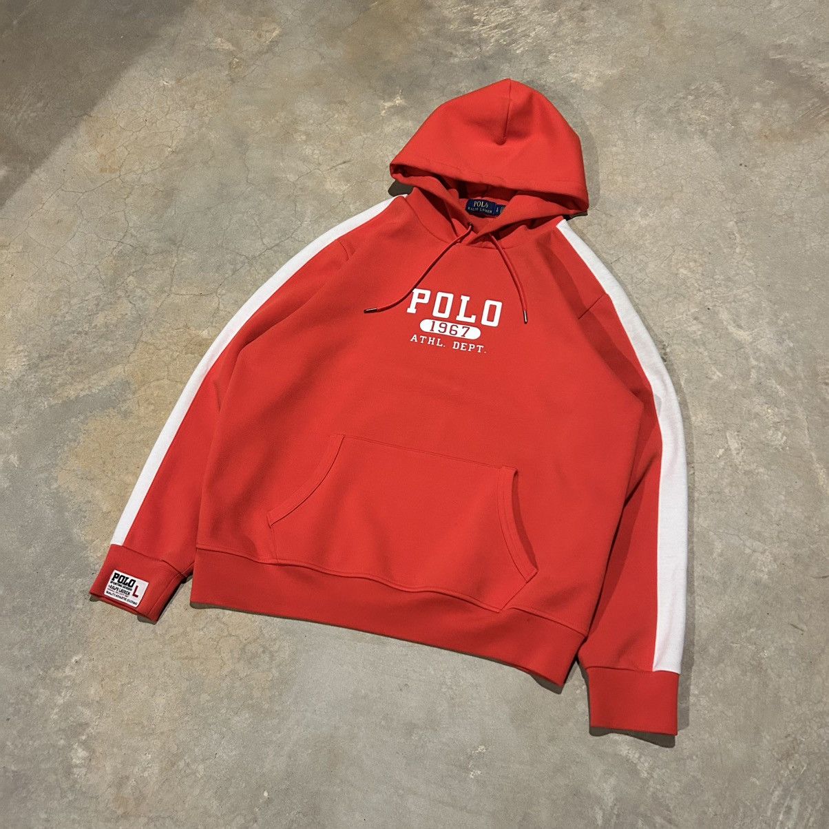 Polo Ralph Lauren × Vintage Vintage Polo Ralph Lauren 1967 Athl Dept Hoodie Rare Red Size US L / EU 52-54 / 3 - 2 Thumbnail