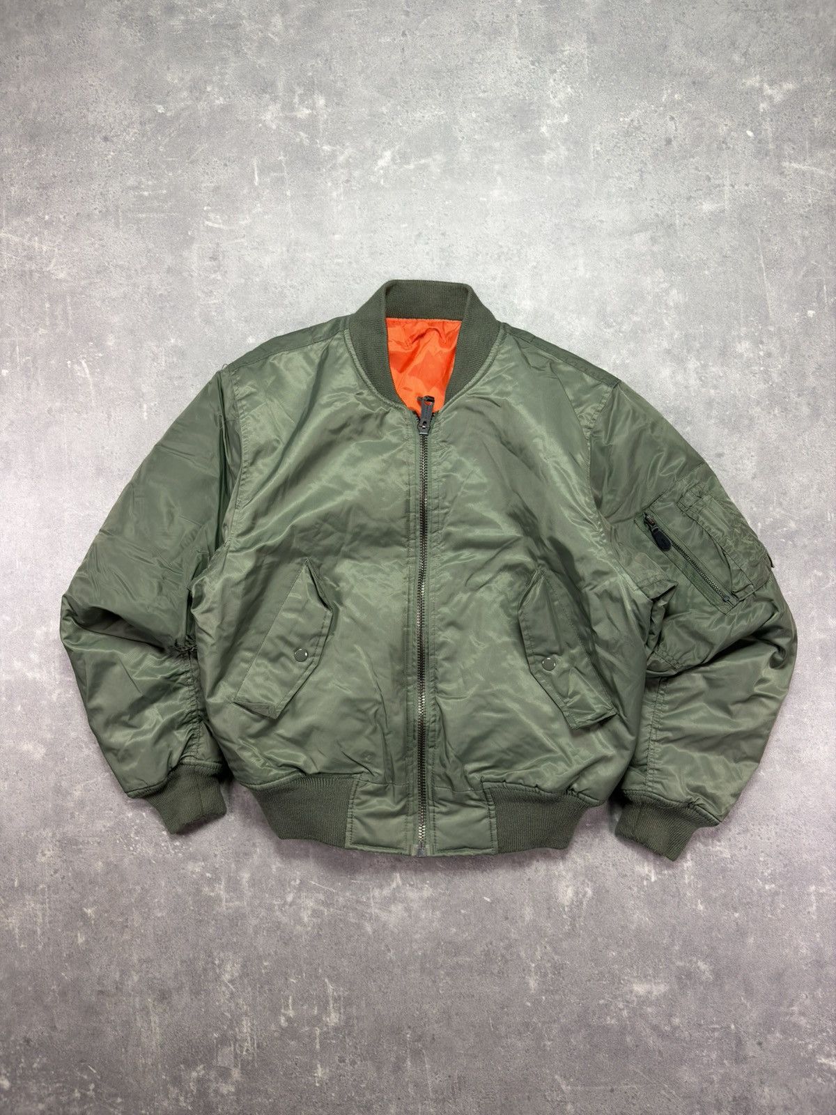 MIL-TEC Mil-Tec Vintage Khaki Green MA-1 Bomber Jacket S M Size US S / EU 44-46 / 1 - 1 Thumbnail