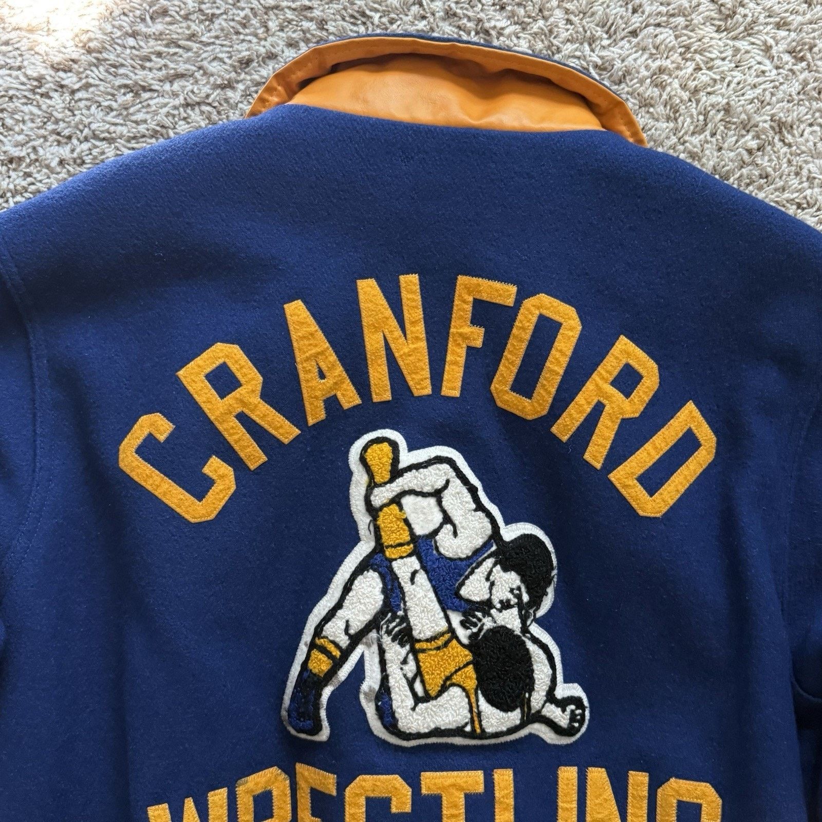 Rennoc × Vintage Vintage Rennoc Blue Yellow Wool Varsity Jacket Wrestling Size US S / EU 44-46 / 1 - 9 Thumbnail