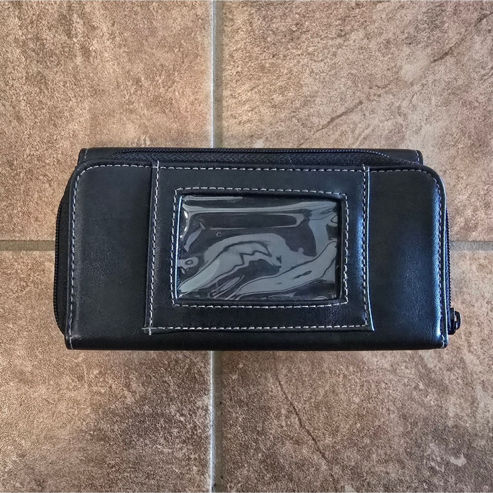 Other Black Floral Stitch Detailed Long Wallet Size ONE SIZE - 4 Thumbnail
