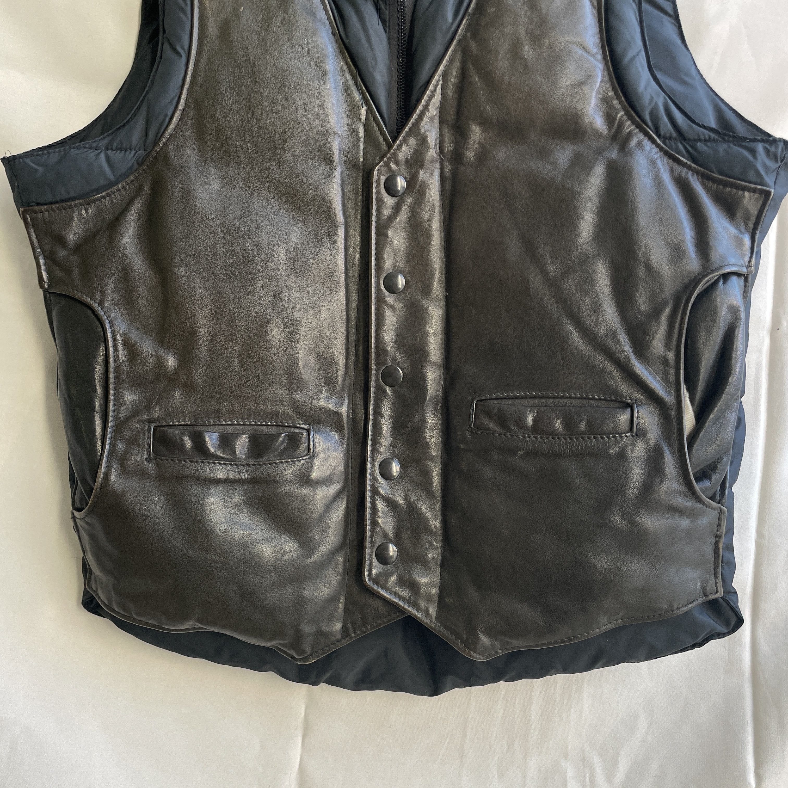 Schott Down by Schott Vintage 80's 123V Down Leather Vest Size 38 Size US M / EU 48-50 / 2 - 9 Thumbnail
