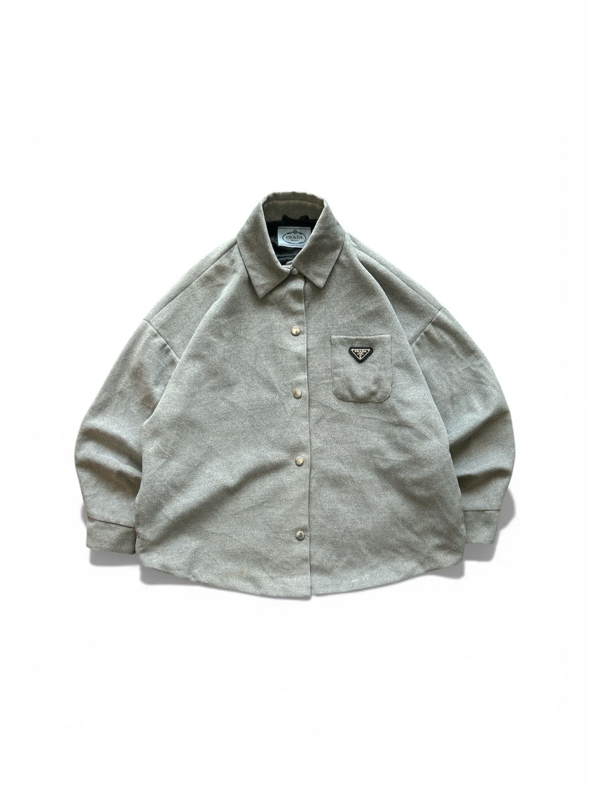 Prada PRADA Milano Wool Overshirt Boxy Jacket - Light Grey Size US L / EU 52-54 / 3 - 1 Thumbnail