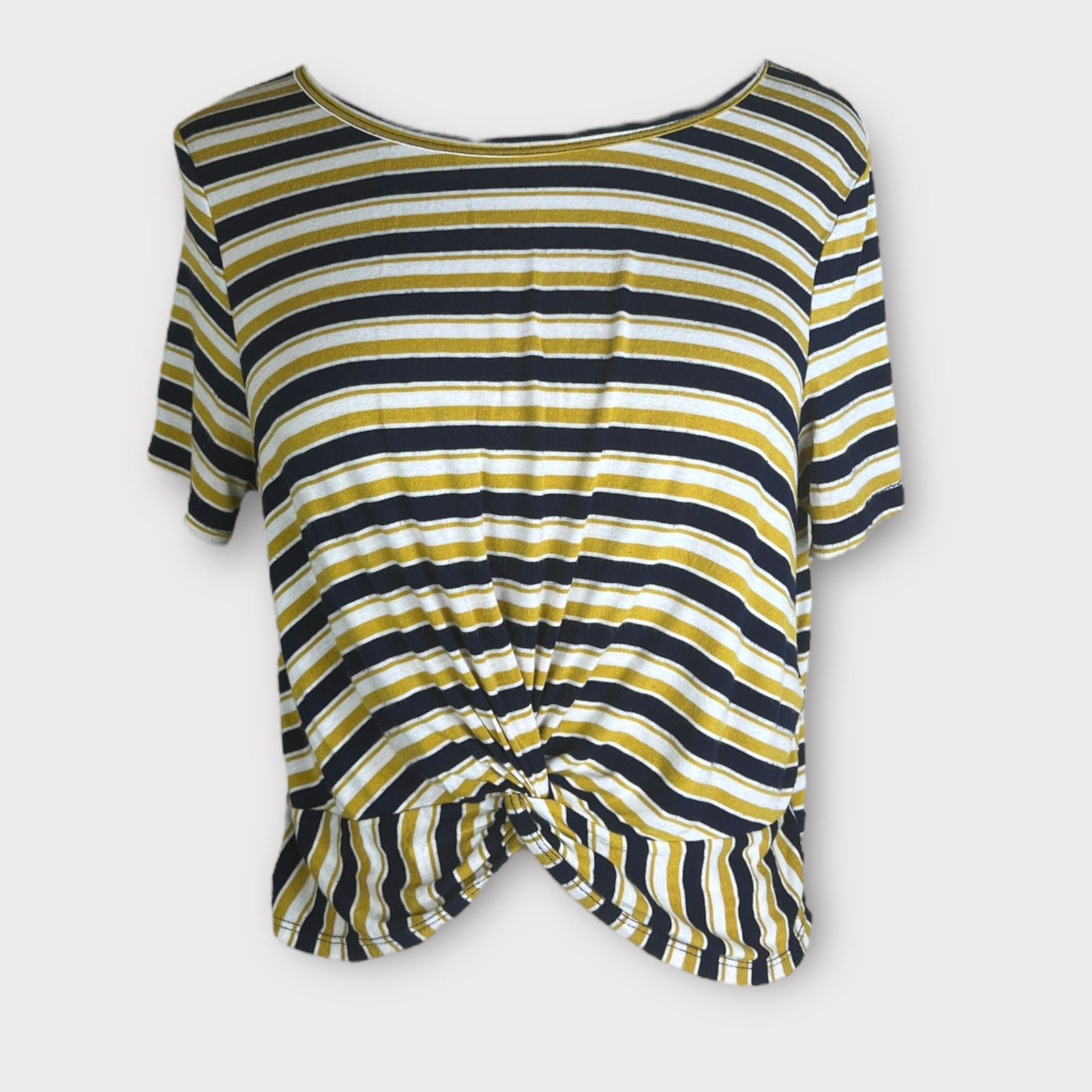 Nordstrom Gaze Cropped Striped Retro Top | Large | Knotted Hemline Size L / US 10 / IT 46 - 9 Thumbnail