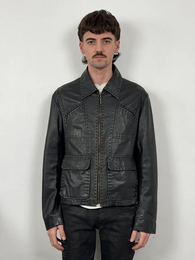 Just Cavalli SS2007 Cavalli Black Imperial Leather Jacket Size US M / EU 48-50 / 2 - 2 Thumbnail