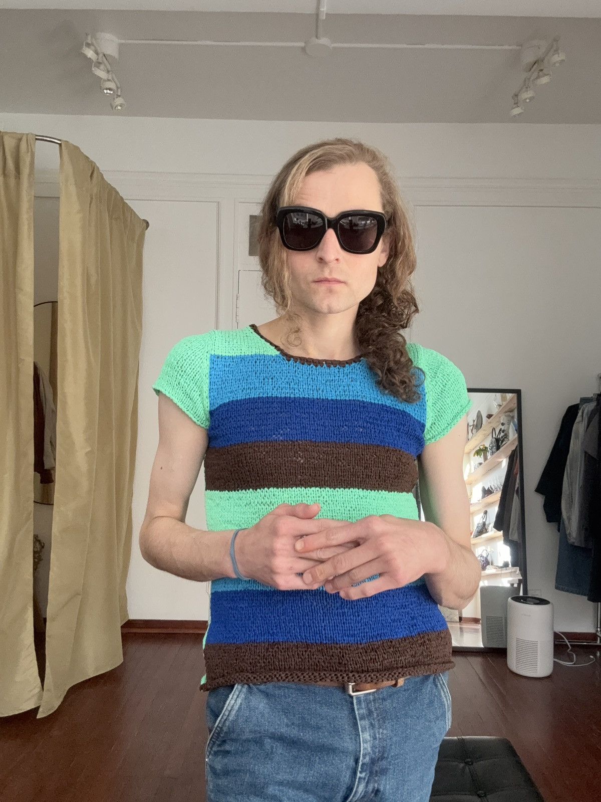 Pleats Please Issey Miyake Pleats Pleats Striped Crotchet Knit Short Sleeve Top Size M / US 6-8 / IT 42-44 - 16 Thumbnail